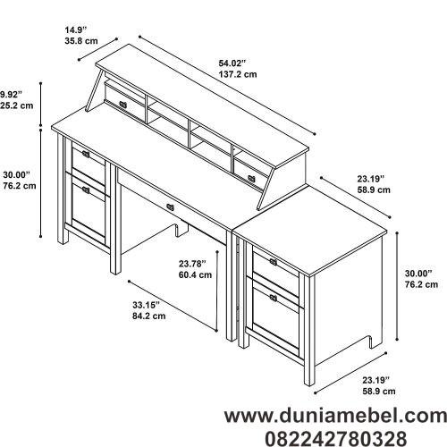 Meja Kerja Minimalis Fungsional Set