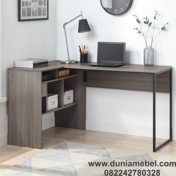 Meja Kantor Jati Bingkai Logam