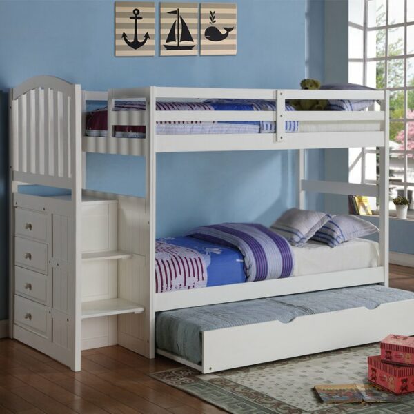 Tempat Tidur Tingkat Minimalis dengan Trundle dan Drawers