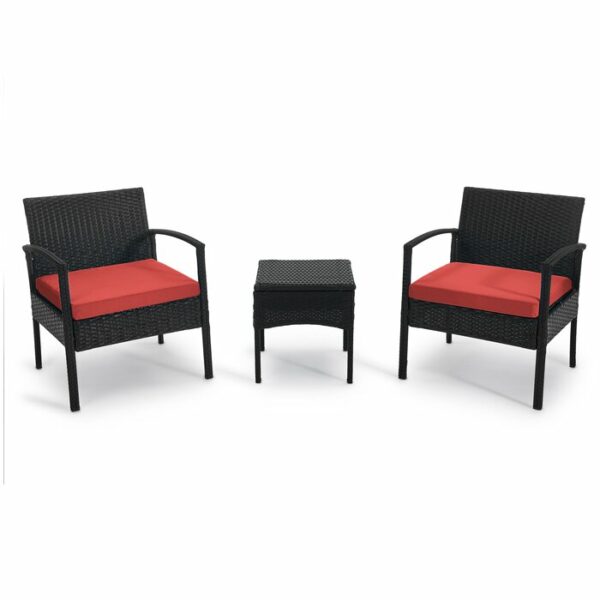 Kursi Teras Wicker Set dengan Bantal