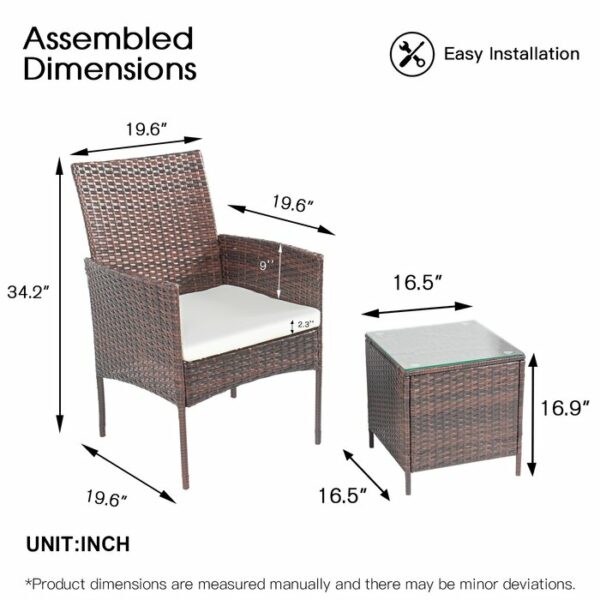 Kursi Teras Rotan Hanae Set dengan Bantal