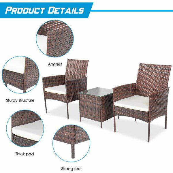 Kursi Teras Rotan Hanae Set dengan Bantal