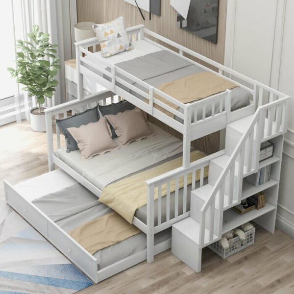 Tempat Tidur Susun Penuh dengan Trundle