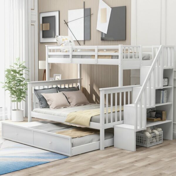 Tempat Tidur Susun Penuh dengan Trundle