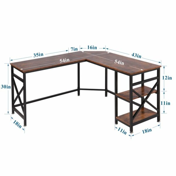 Meja Kantor L-shape Rangka Besi Simpel